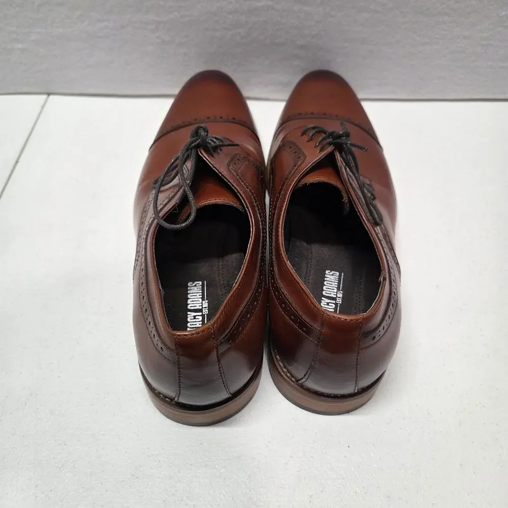 Stacy Adams Dickinson Cap Toe Oxford Cognac Leather Dress Shoes Mens 15M NWOT